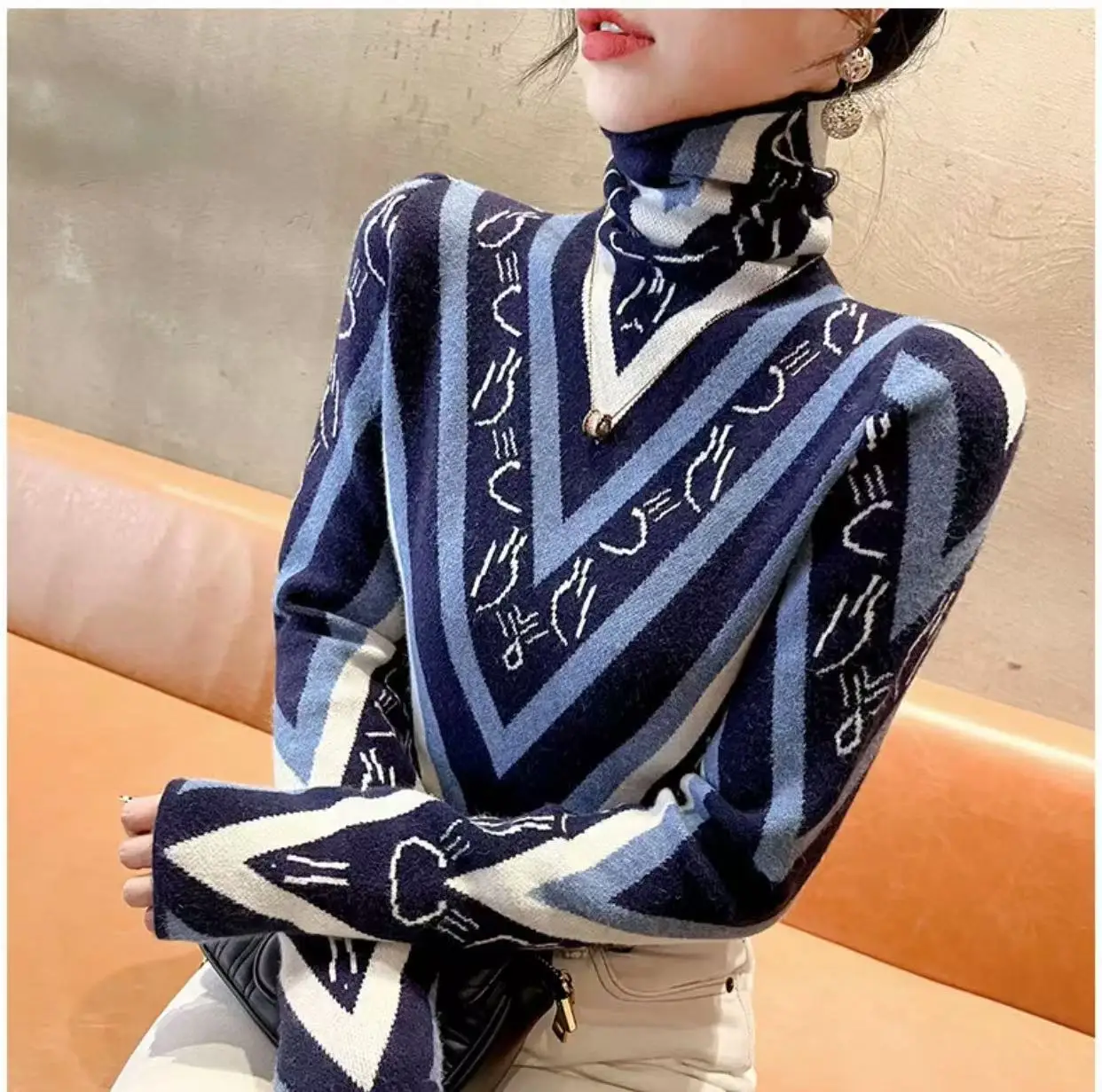 Женская одежда темпераментные тонкие вязаные пуловеры осенне-зимние модные