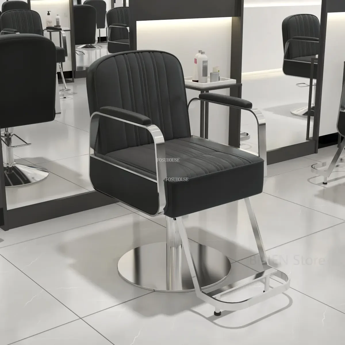 

Leather Barber Chairs Esthetician Salon Professional Hair Chairs Stainless Steel Lift Lying Down Chair Taburete Furniture HY