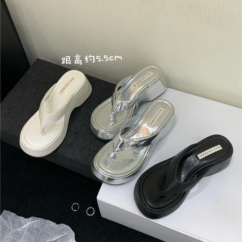 Женские Классические шлепанцы на танкетке низкие Роскошные каблуке Гавайские