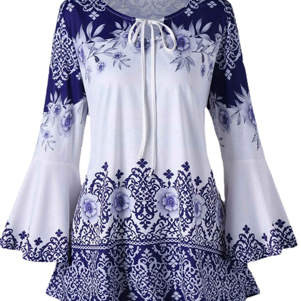 

5XL Big Plus Size Loose Blouses Women Flare sleeves Casual T shirts Tops New 2023