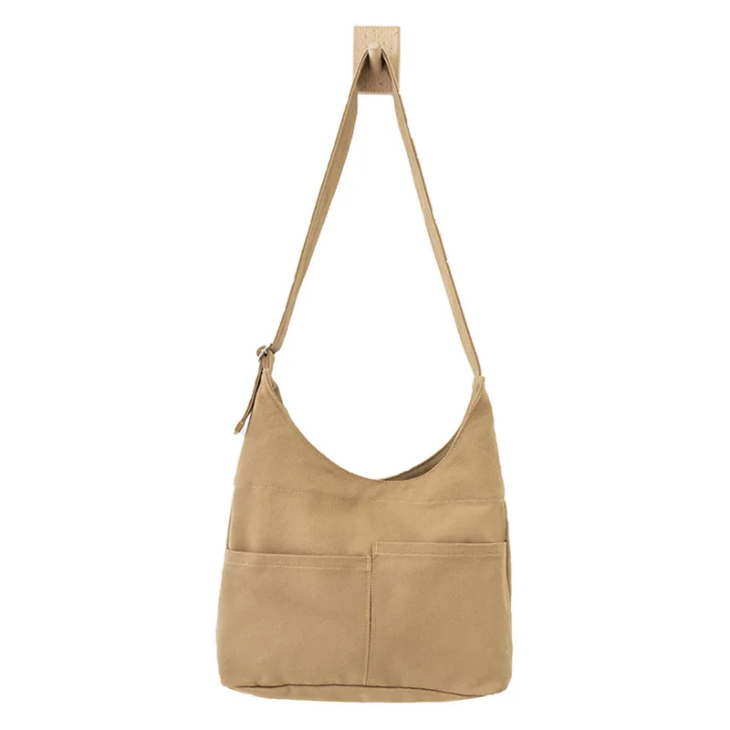 

2022 Ladies Large-capacity Multi-pocket Messenger Bag Simple Shoulder Strap Handbags Student Trendy Canvas Tote Women's Purses