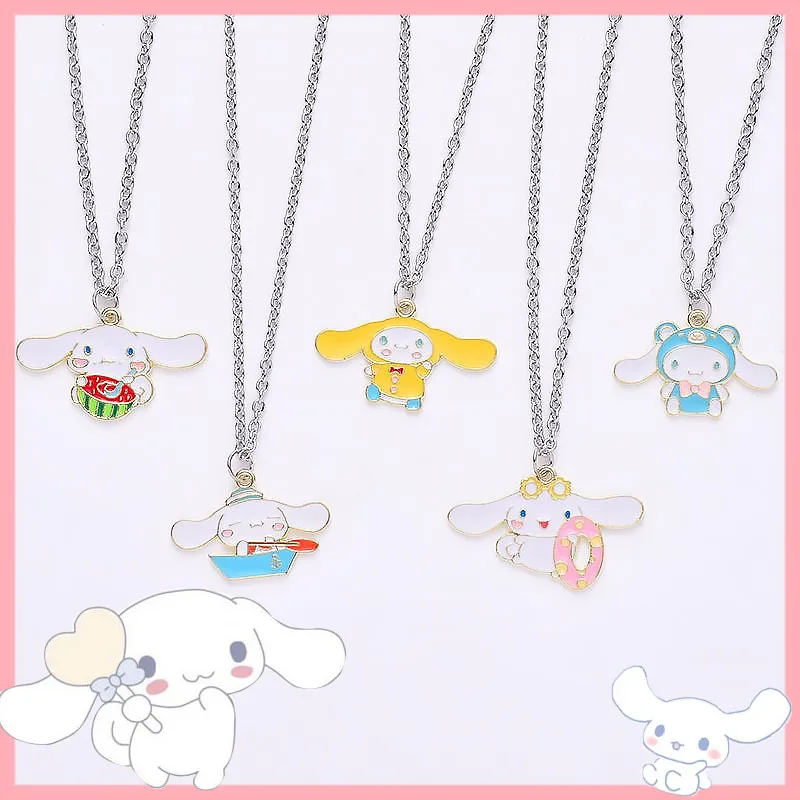 

12 видов стилей Kawaii Sanrio Cinnamoroll ожерелье 2023 новое ожерелье из сплава милая подвеска Ювелирное Украшение Женская цепочка на свитер подарок для девушки