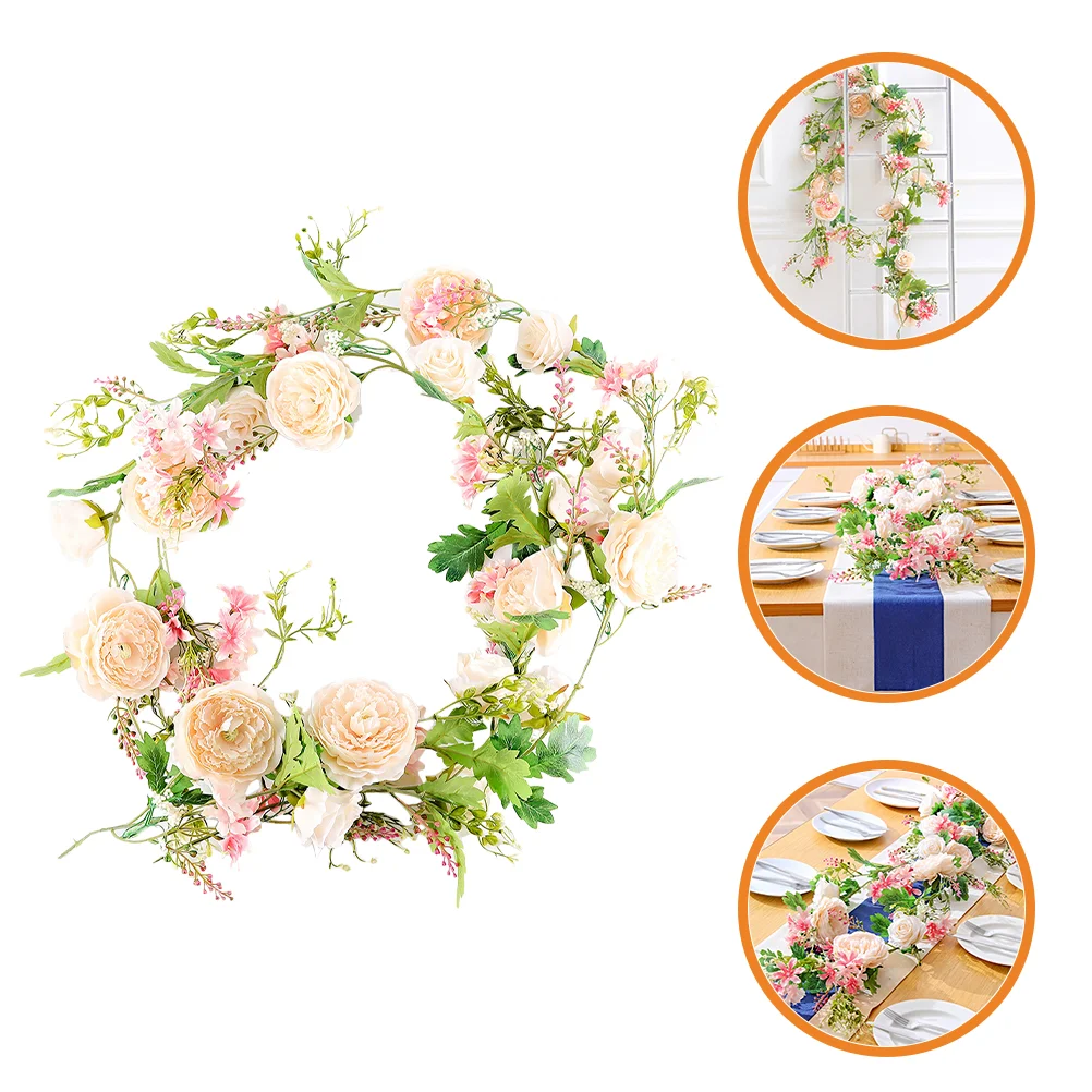 

Flower Rose Vine Artificial Flowers Fake Silk Garlands Floral Vines Hanging Wall Decor
