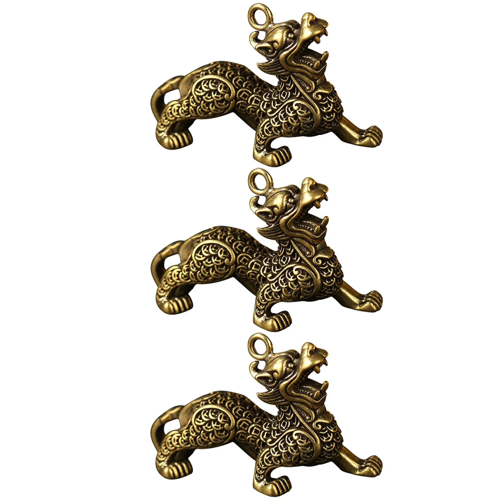 

Keychain Charms Brass Statue Animal Kirin Fengshui Decor Wealth Figurinemini Ornament Luckycopperfigurines Charm Beads Adorn