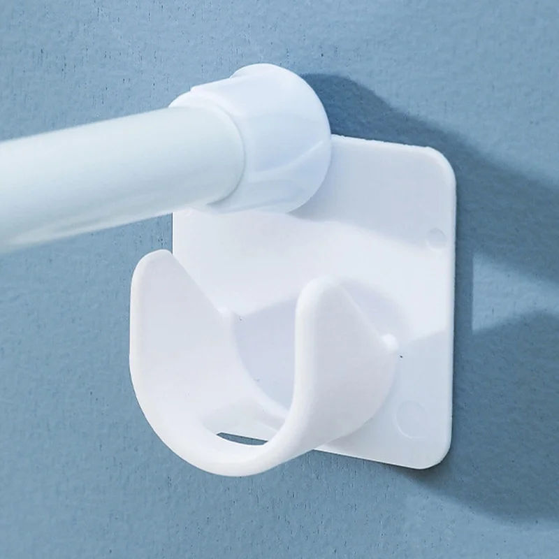 

2/4Pcs Strong Curtain Rod Bracket Holders Wall Adhesive Hooks Closet Clothes Rails Fixed Clip Bathroom Shower Rod Hanging Rack