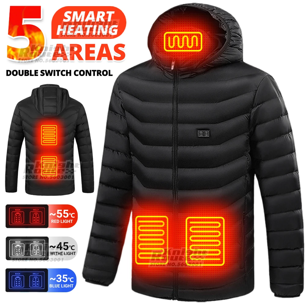 

Куртка с подогревом для мужчин и женщин, теплый жилет с USB-зарядкой, для охоты, походов, пешего туризма, теплая куртка, пальто для кемпинга, рыбалки, Зимний европейский размер, 5 областей
