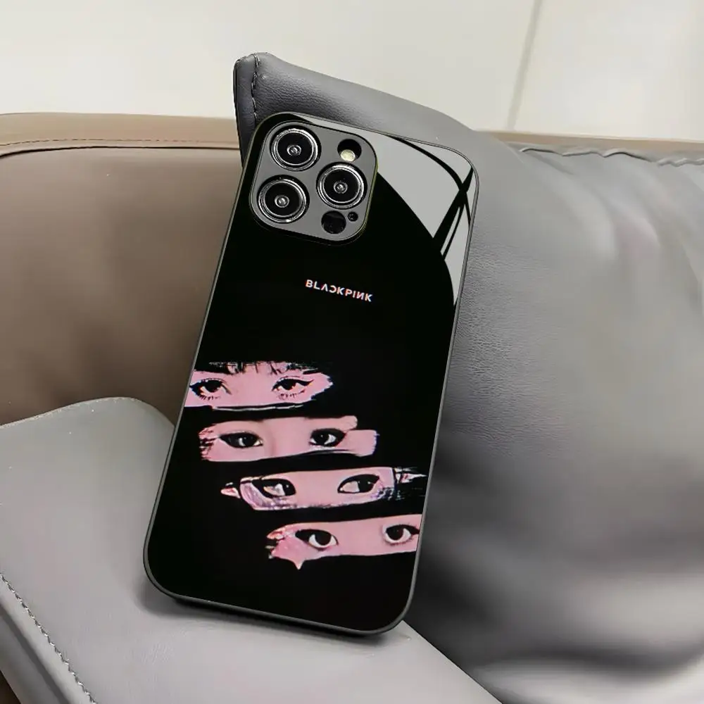 Чехол для телефона Kpop-BLACKPINKs-Girls Iphone 16 15 14 12 11 13 Pro Max Mini 8 X Xr Xs Puls черный стеклянный