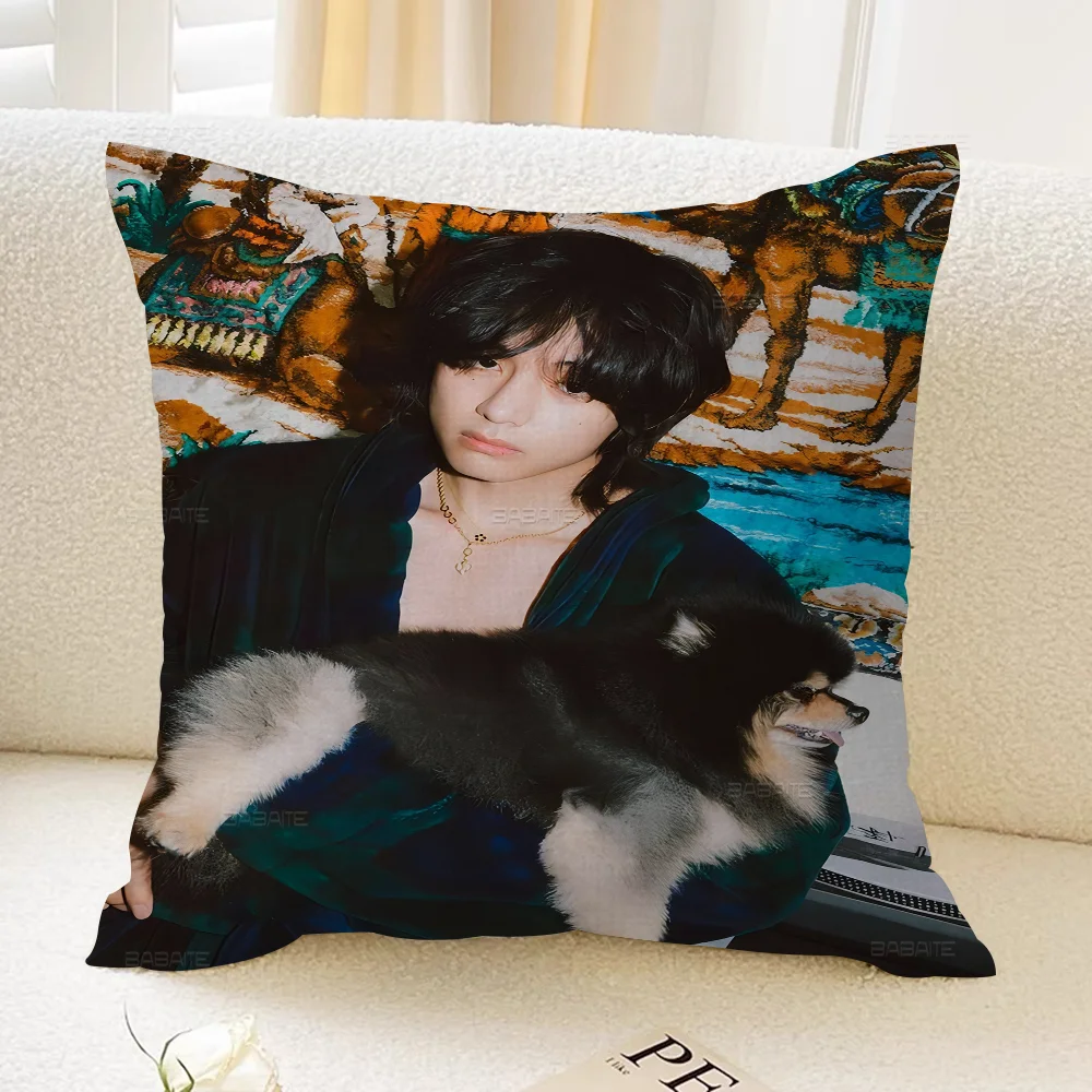 Певица Kpop Kim Tae Hyung V Layover Подушка Аниме Диван-кровать Голова Наволочка Чехол 45x45 см