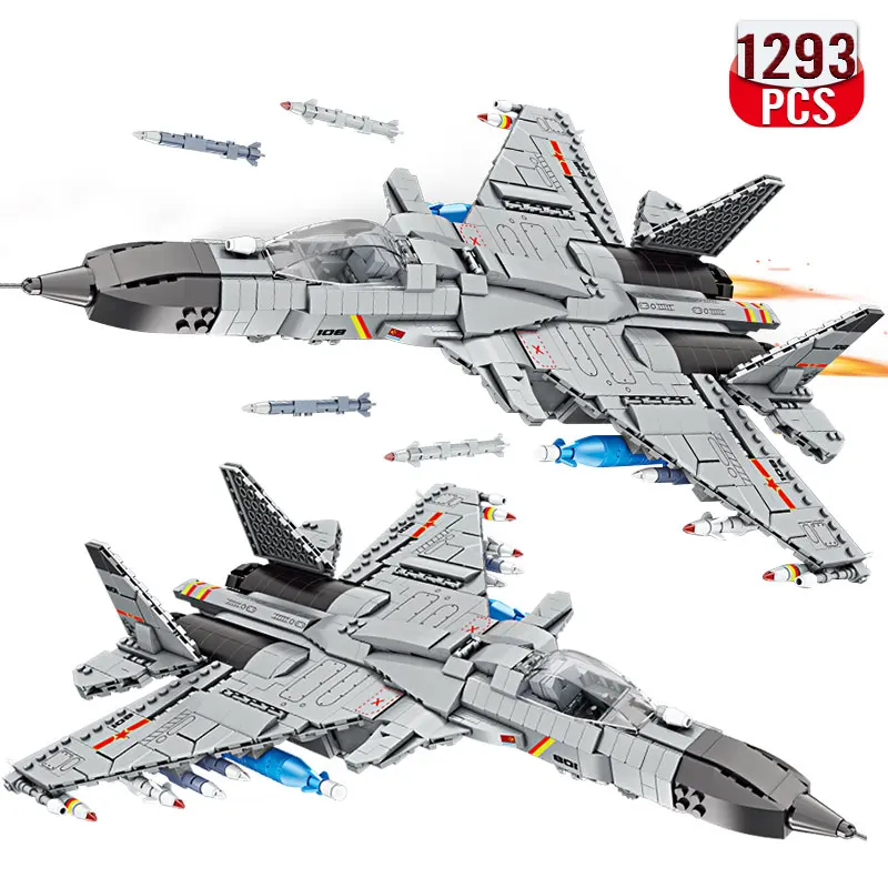 

Gift For Children Boys Technical Fighter Aircraft Model Building Blocks Ideas Military Armed Plane Bricks MOC Toys Holiday