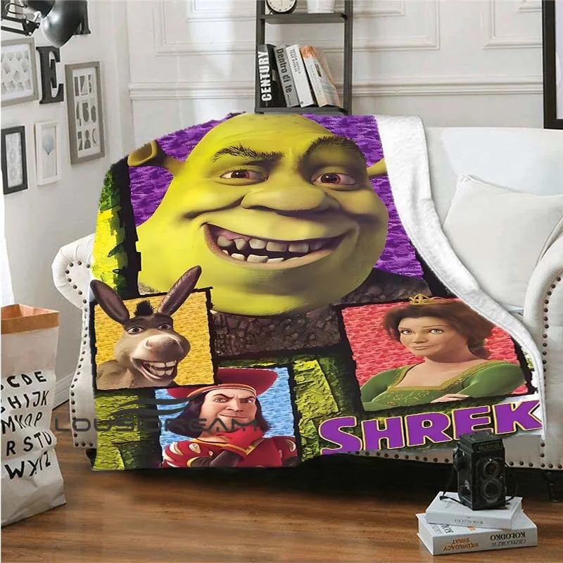 Shrek Soft and Thin Printed Cartoon Blanket Throw Flannel Blanket Bed Sofa Office Air Conditioner Blanket Gift Anime Blanket