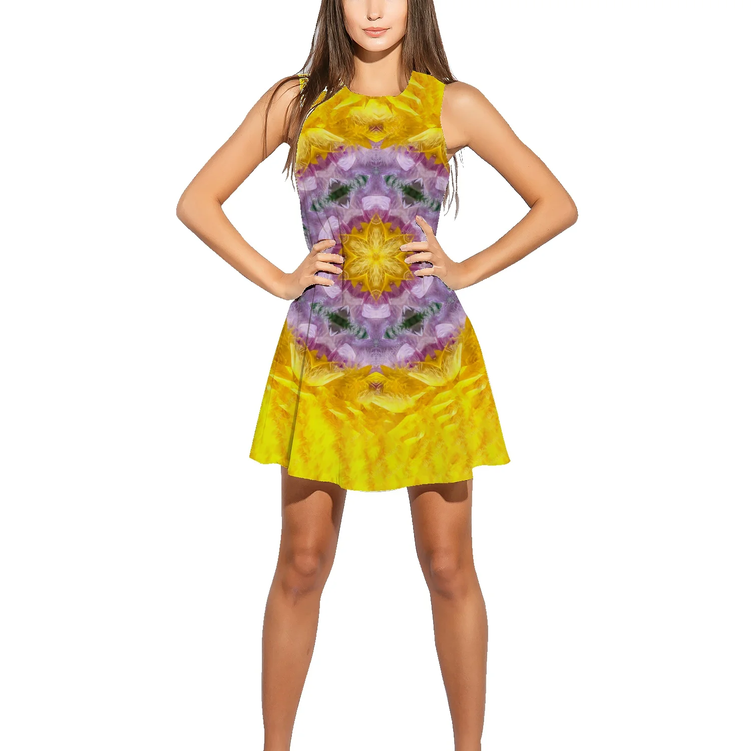 

Женское облегающее Хлопковое платье-майка оверсайз средней длины без рукавов короткая юбка с геометрическим рисунком и 3D-принтом