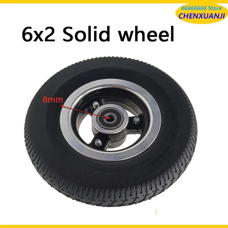 

6x2with wheel hub wheel tire, 6inch pneumatic wheel solid tire, for widening wheel electric scooter tire