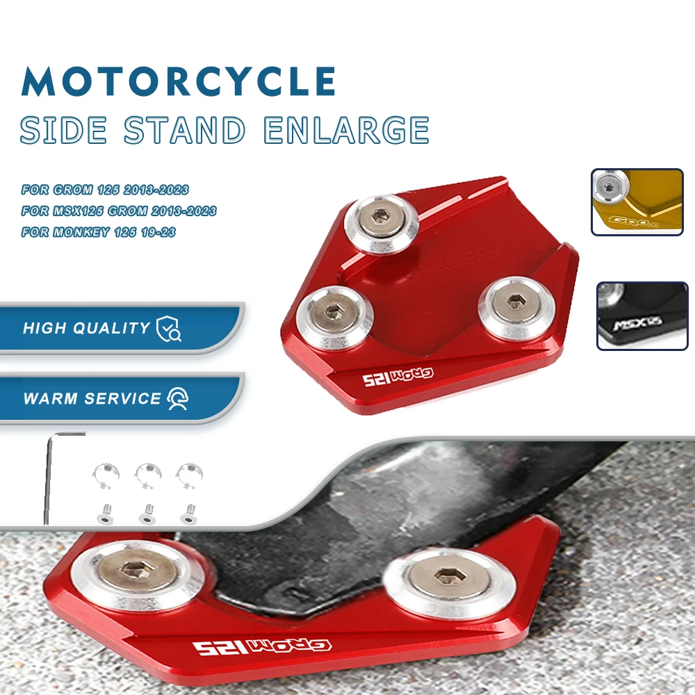 

2023 2022 GROM125 FOR HONDA Grom 125 MSX125 2013-2023 MONKEY 125 2019-2023 Moto Kickstand Side Stand Plate Pad Enlarge Extension