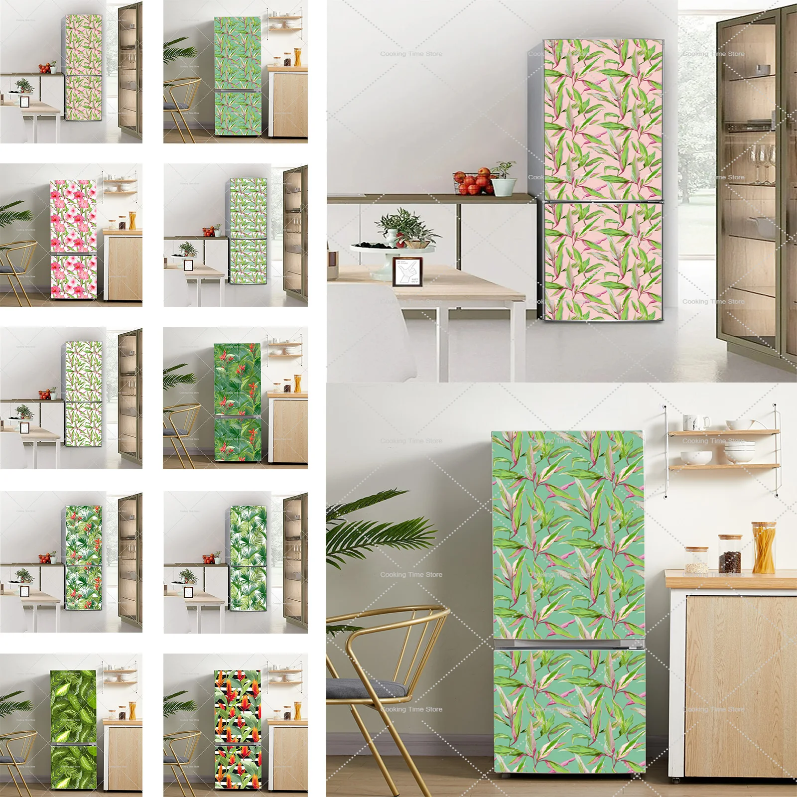 Виниловые обои с зелеными листьями стикеры для декора кухни водостойкие