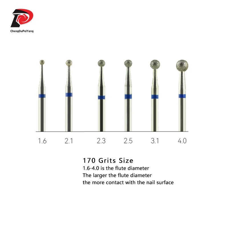 Алмазные биты в форме шара бриллиантовые фрезы для маникюра среднего размера