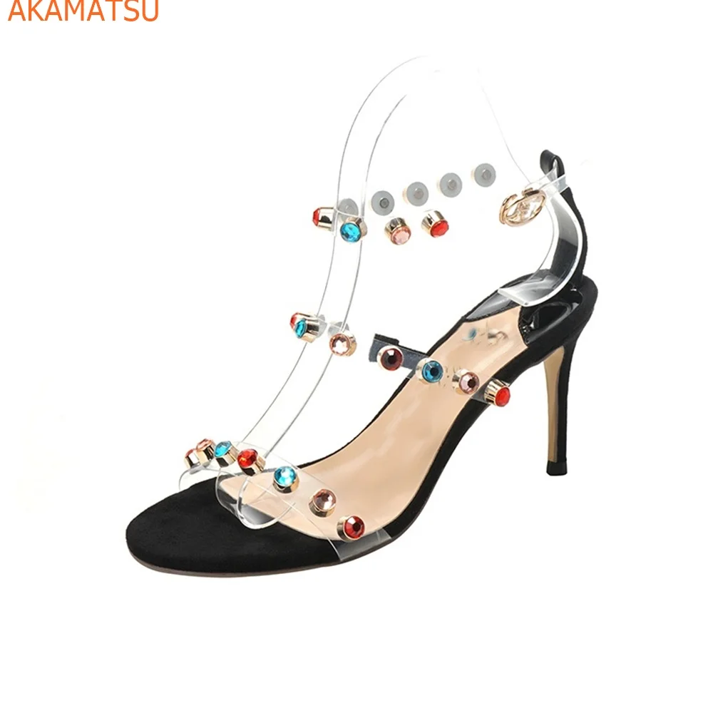 

Женские сандалии на шпильке с прямым ремешком, летние туфли с ремешком на пятке и пряжкой, Новое поступление 2023, Европейская Женская обувь