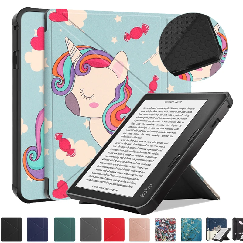 For Kobo Libra 2 2021 7 inch Case Cute Unicorn Cat Painted Magnetic Shell for Kobo Libra 2 Cover For Kobo Sage Ereader Cover