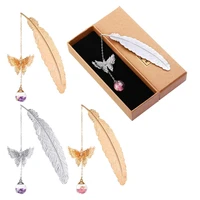 4 pcs metal feather bookmarks graduate student reading page markers bookend pendant bookmark beautiful metal bookmark