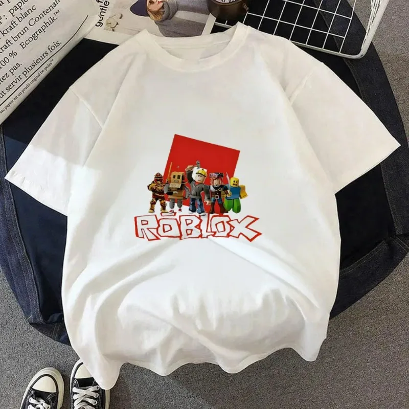 Фото Футболка с изображением персонажа из игры ROBLOX, креативный принт, летняя, с коротким рукавом, модная, дышащая и приятная для кожи. №1