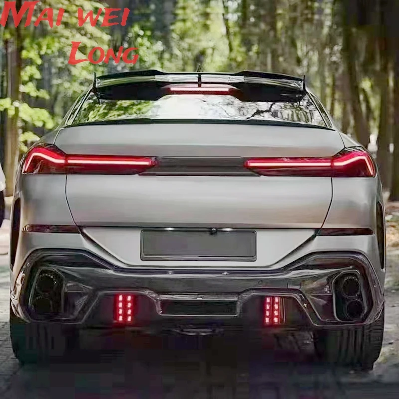 

Для BMW G06 X6 2019 2020 2021 2022 Настоящее углеродное волокно Автомобильный задний багажник губа спойлер крыша крыло верхние крылья крышка LD стиль