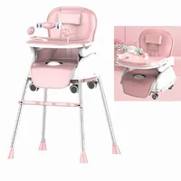 Folding Baby Highchair Height Adjustable Kids Dinning High Chair Children Feeding Chair For Babies Toddler Booster Seat