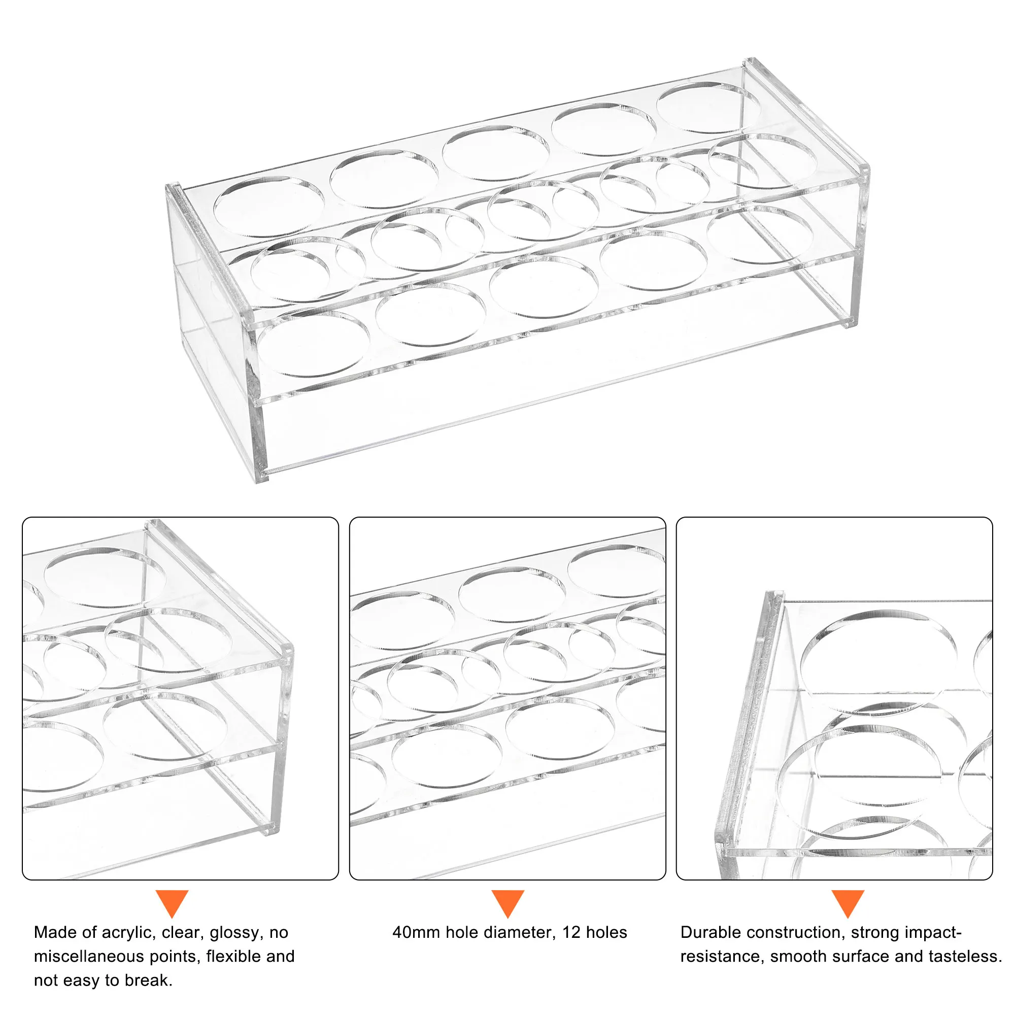 Uxcell Test Tube Rack Holder 40mm Hole Diameter 10-Well Acrylic Clear for Lab 100ml | Other Tool Parts