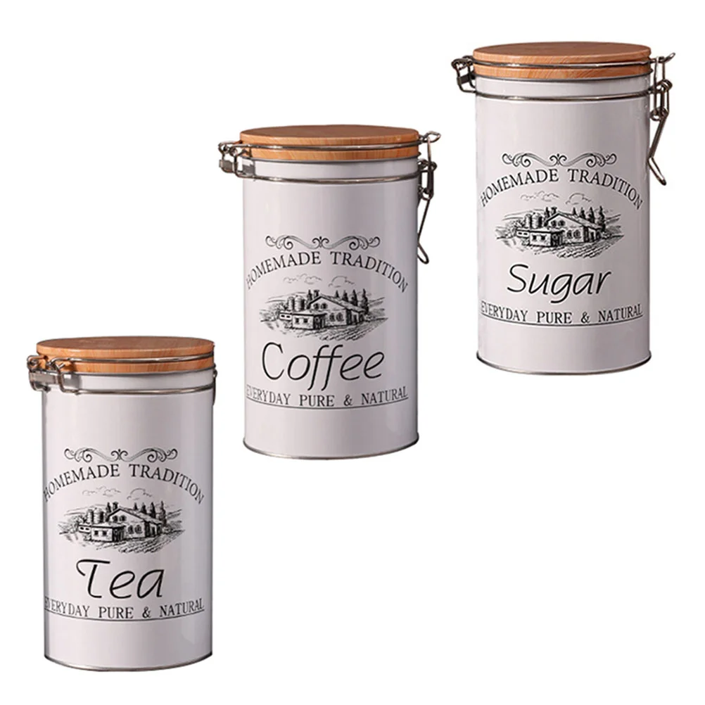 

3Pcs Press Lock Type Sealed Jars Household Coffee Storage Jars (White)