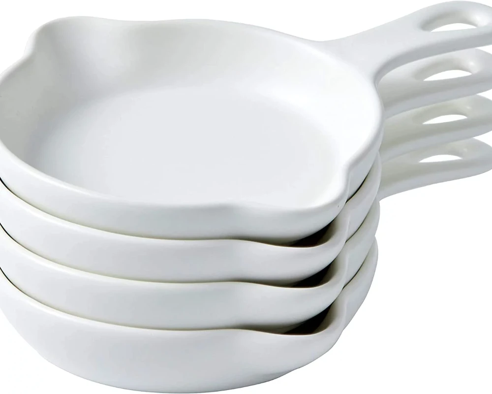 

| Christmas Dinner Plates 5" Matte White Ceramic Skillet Serving