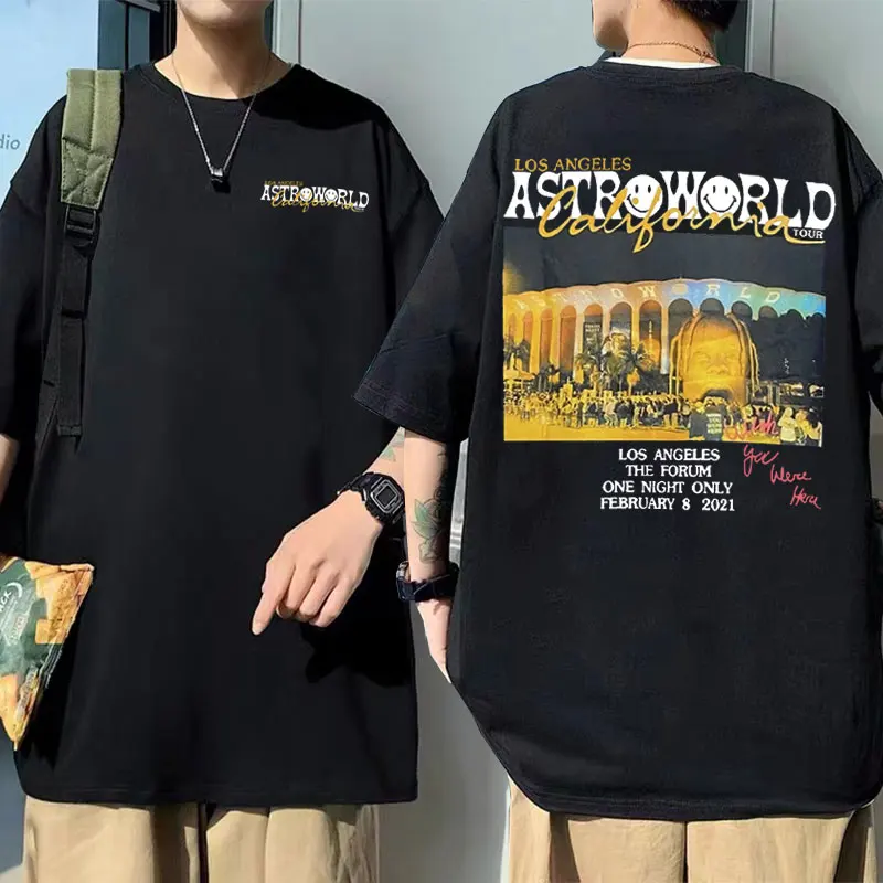 

ASTROWORLD TOUR LOS ANGELES THE FORUM WISH YOU WERE HERE T Shirt Travis Scott Tshirt Cactus Jack T-shirt Men Women Fashion Tees