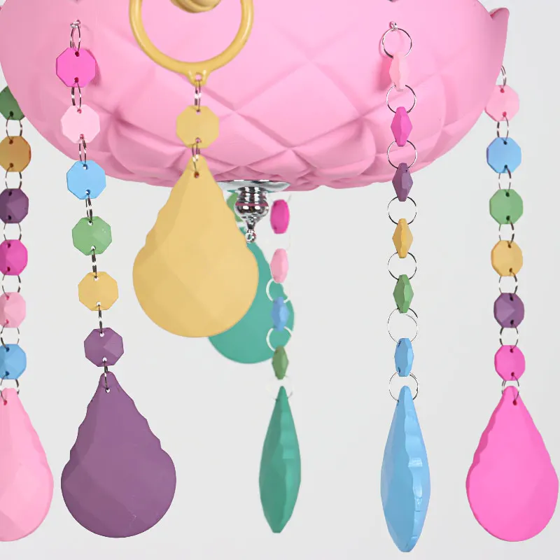 Pаспродажа Люстра Макарон для детской спальни, празднование дня рождения, подвесные светильники, Хрустальная светодиодная Радужная люстра-Свеча для д...