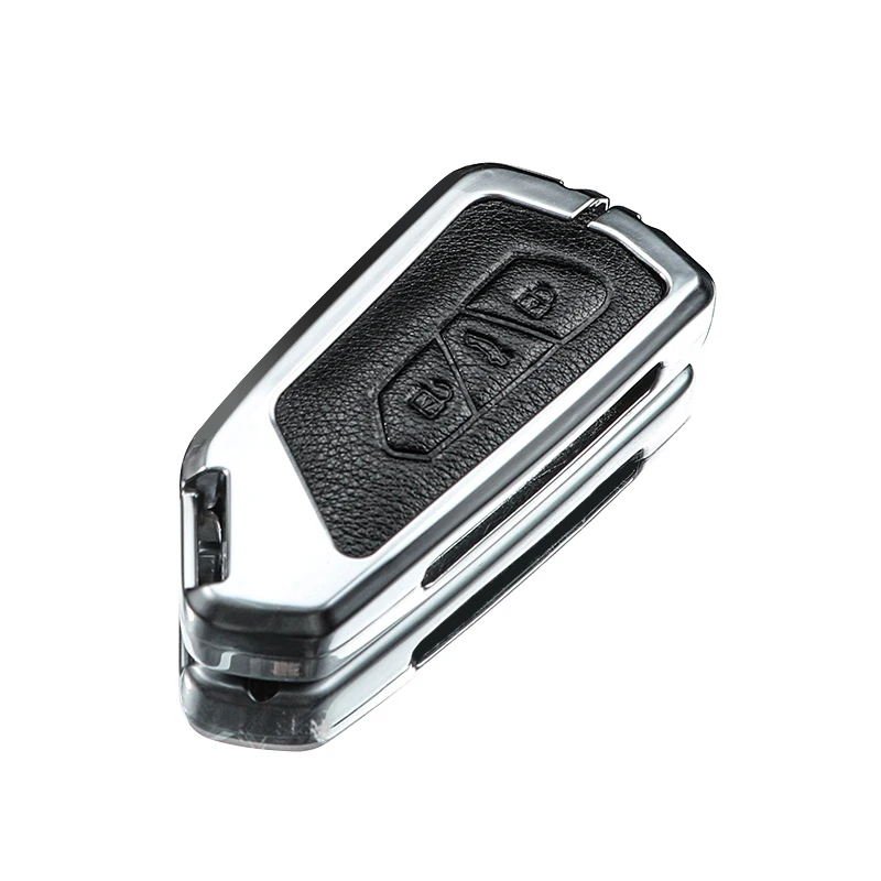 Car Zinc Alloy Leather Key Case Cover For VW Volkswagen Golf 8 Mk8 Skoda Octvia Smart Keyless Remote Control Holder Accessories images - 6