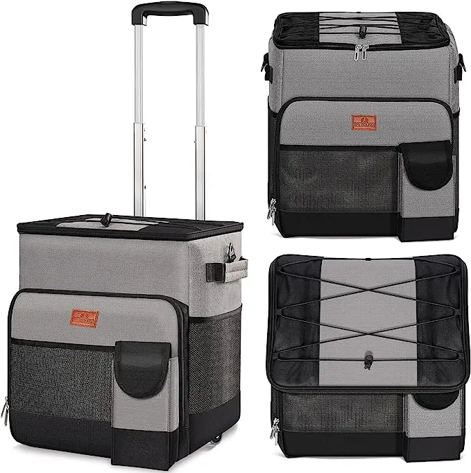 With Wheels And Handle Removable Wheels Insulated Portable Rolling Cooler Bag For Camping Hiking Bbq Summer Beach Travel