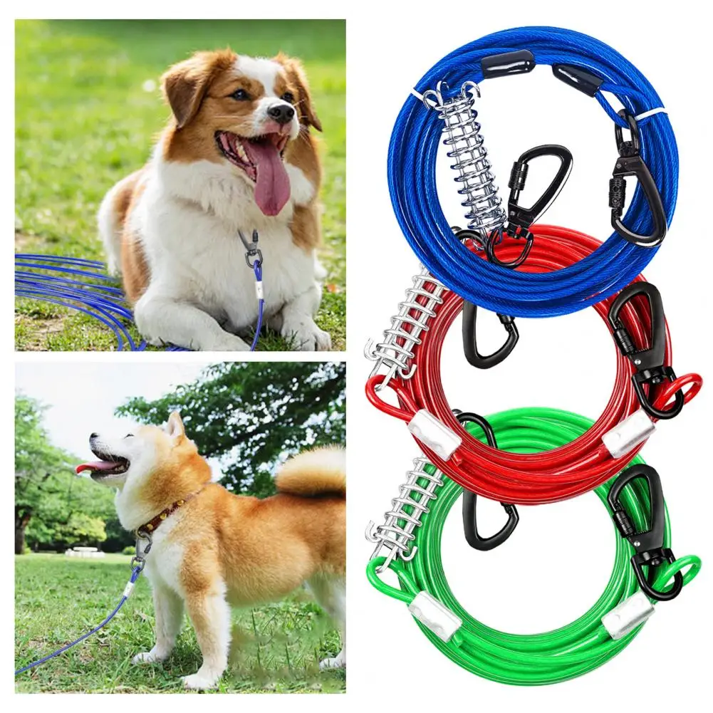 

Dog Runner Leash Durable with Shock Absorbing Spring Reflective Yard Camping Dog Runner Leash Outside