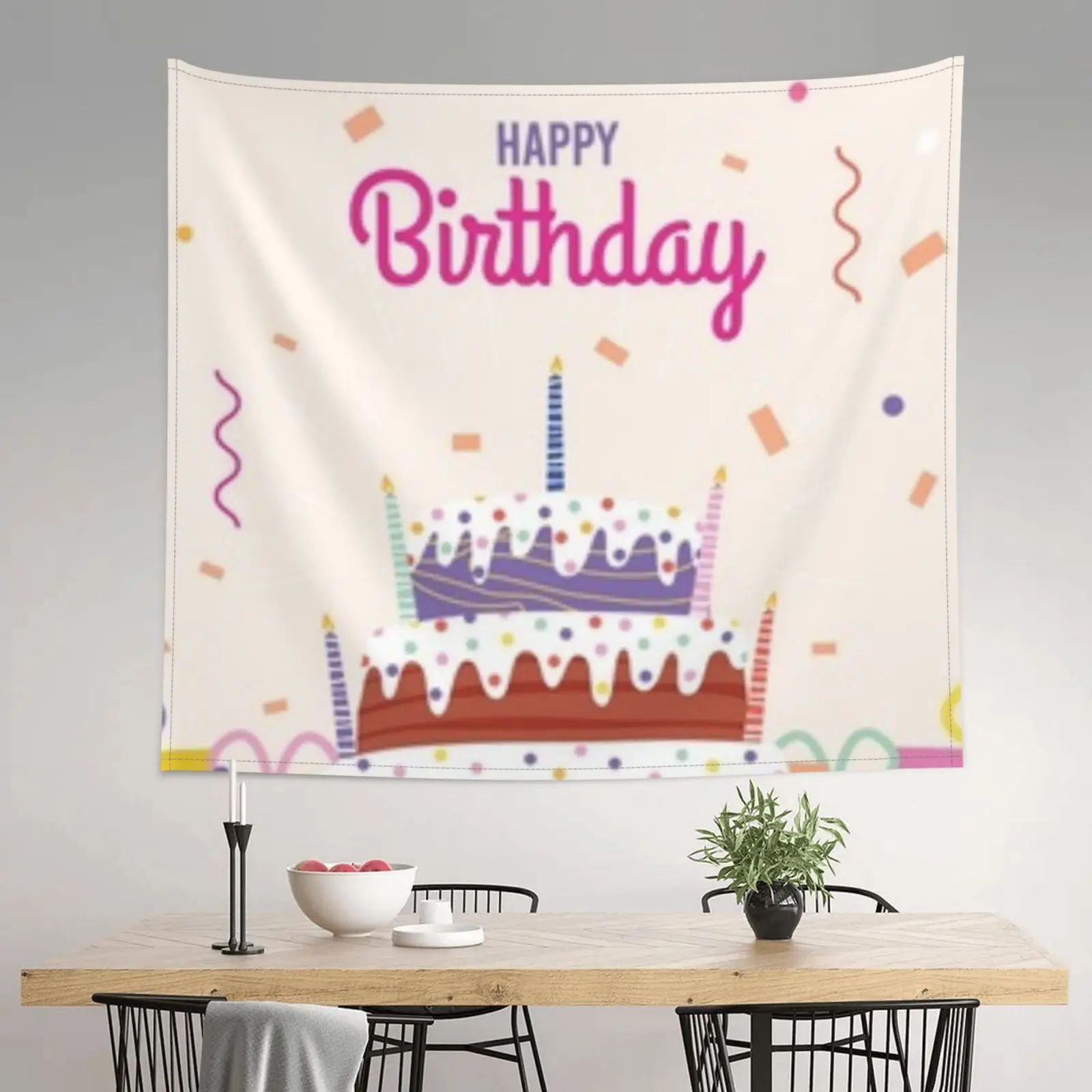 

Happy Birthday 60 x 51 inch Tapestry Birthday Decoration Hanging Birthday Decor
