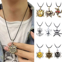 20 pcslot anime one piece necklace fashion cosplay luffy pirate skull zinc alloy metal pendant rope chain choker jewelry gift