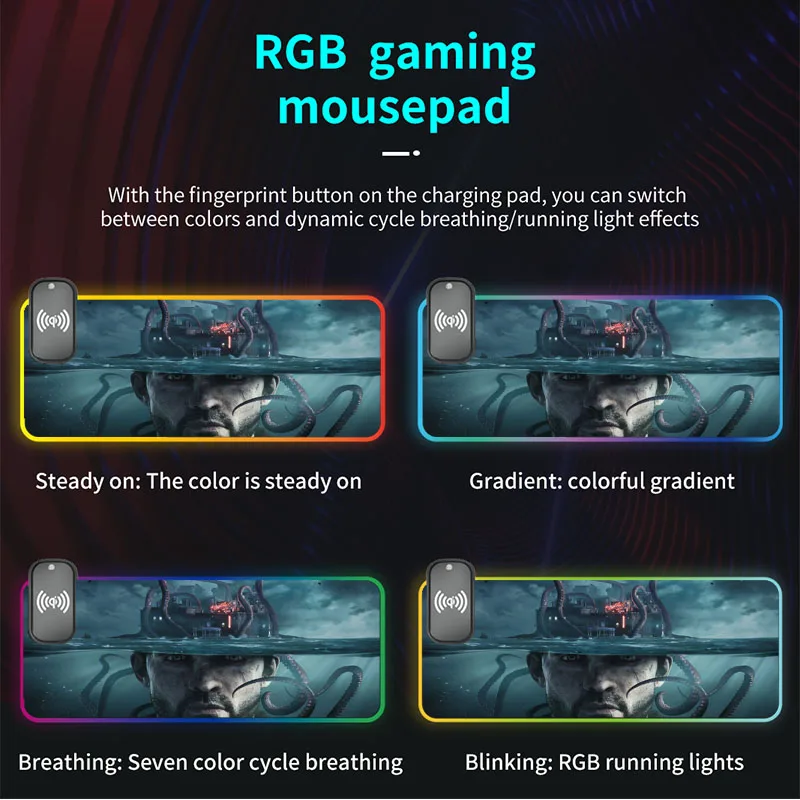 

Technology style cartoon Mousepad game peripheral keyboard pad rubber anti-skid panoramic lock Mousepad wireless filling RGB