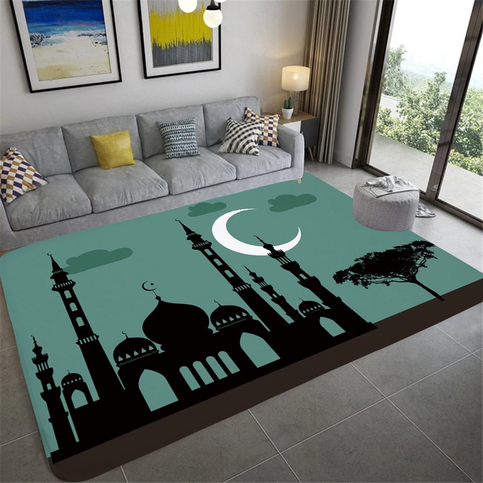 

Islamic Prayer Rug Ramadan Festival Portable Prayer Rug Muslim Kneeling Poly Mat Rugs Living Room Door Mat Entrance Carpets