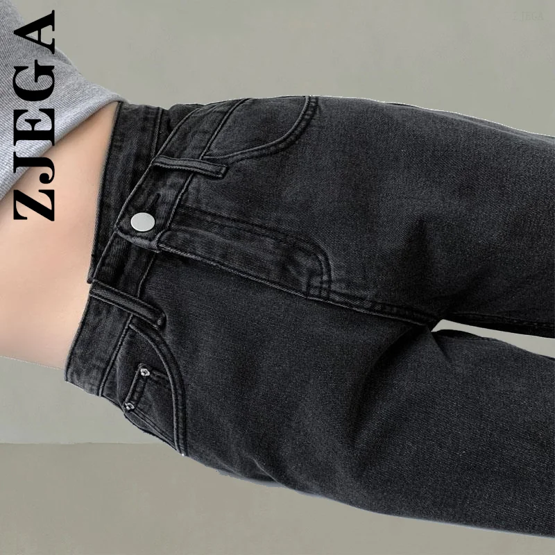 

Джинсы Zjega Y2k женские с завышенной талией, Стрейчевые брюки из денима в стиле Харадзюку, студенческие, 2022