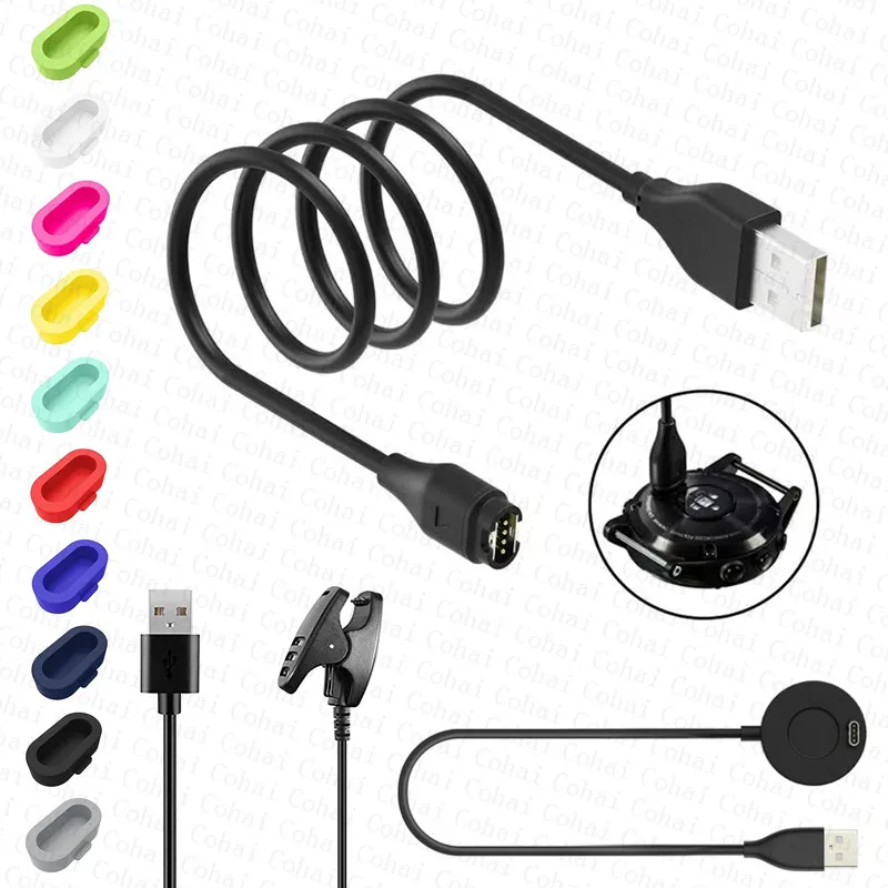 

USB Charging Cable For Garmin Vivoactive 3 charger 4s 935 Venu Sq 945 245 Fenix 5S Charger 5 5X Plus 7 6 6S 6X Pro Plug Cover