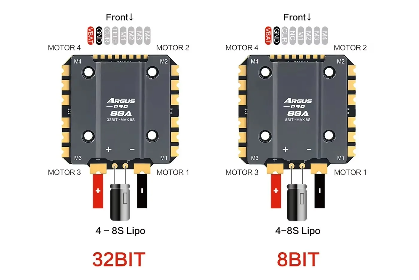 Фото DroMaSsAxisflying Argus Pro 80A 100A 8-битный 32-битный 8S ESC регулятор скорости, подходит для 13-дюймовых FPV дронов. №5