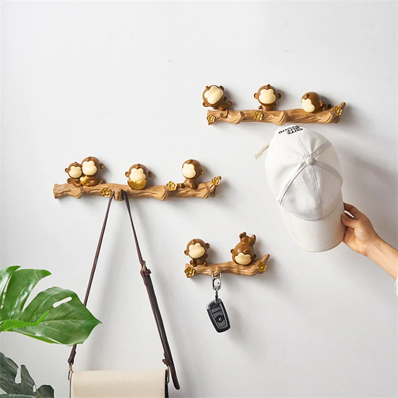 

Скандинавская обезьяна, настенный крючок для пальто, вешалка для ключей с животными, украшение для дома, аксессуары