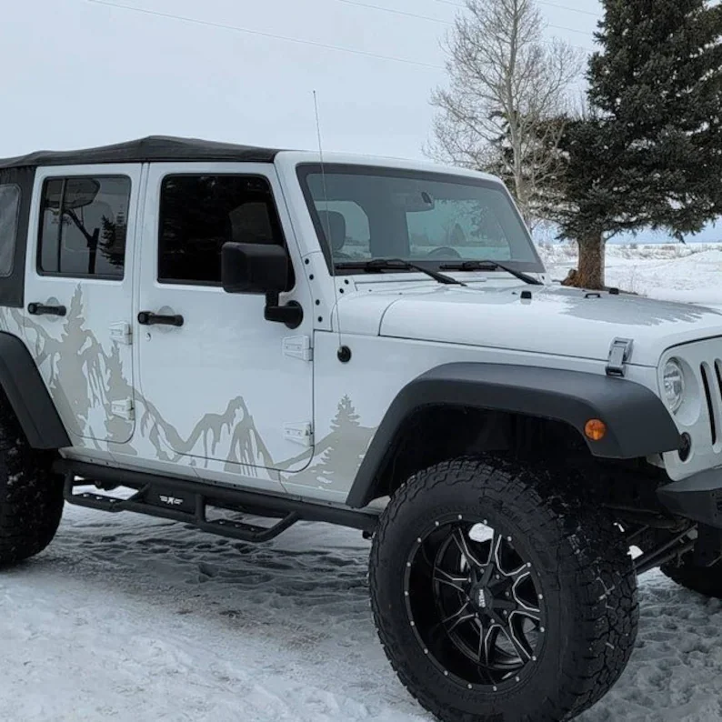 

Темно-синий-полноразмерный большой Фотофон с деревьями-обе стороны автомобиля