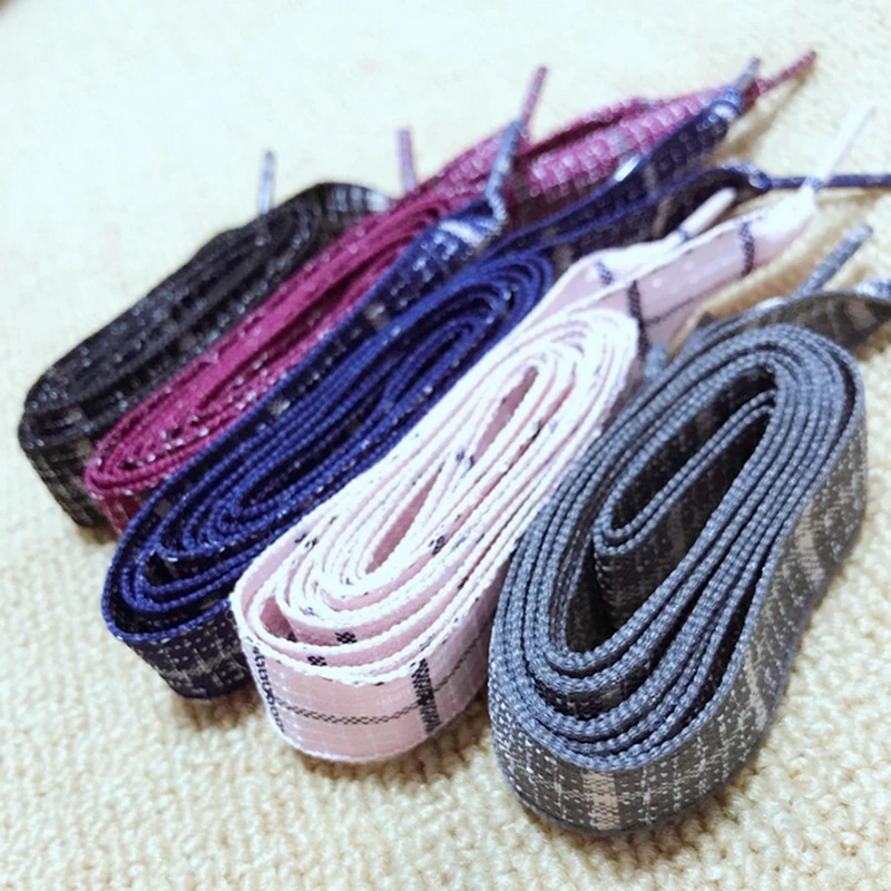 

1 Pair Flat Shoe Laces Cotton Linen Sports Shoelaces Two-color stitching Lattice Shoelace For Sneakers Casuals Shoes Accessories