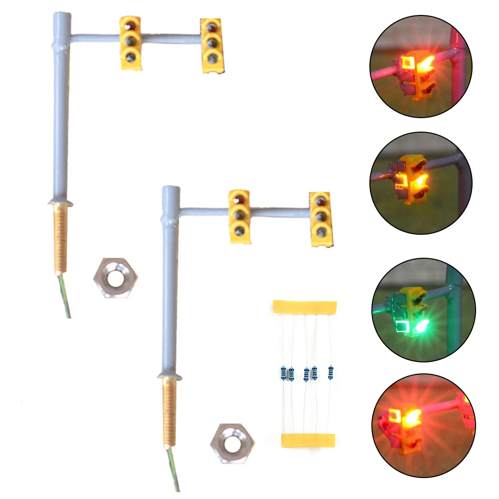

2Pcs Model Traffic Light N Scale Road Crossing Walk Model LED Pedestrian Street Signal Light Railroads Trains Layout Accessories