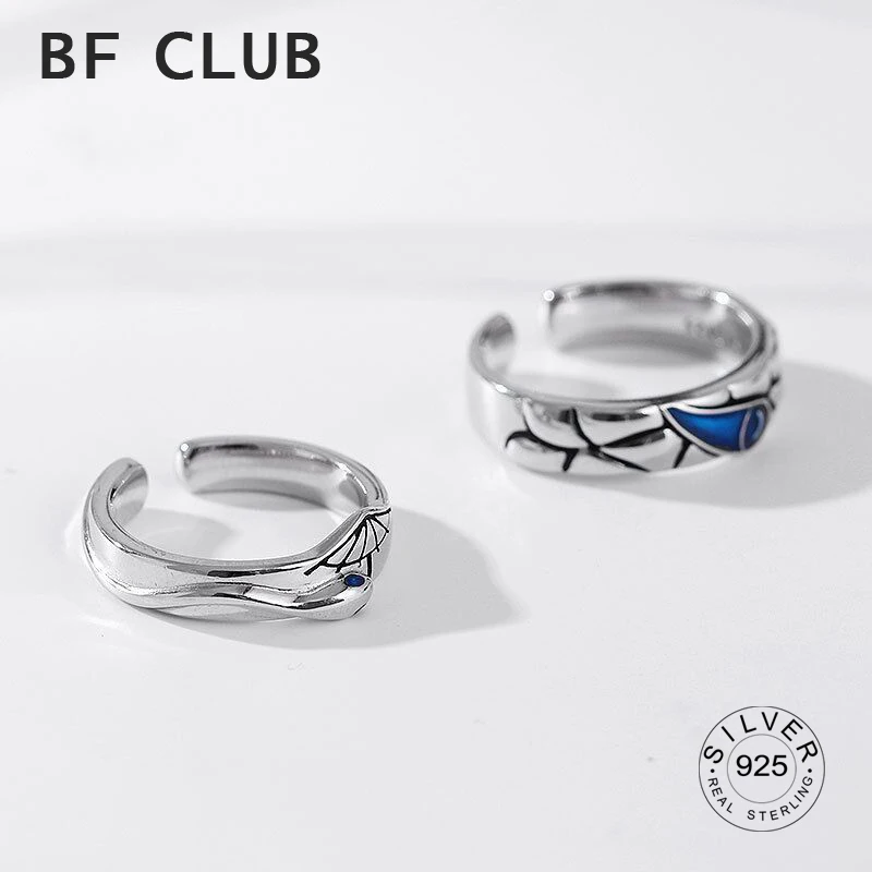 

100% Solid 925 Sterling Snake Zircon Open Rings For Women Men Colorful Sonte Vintage Retro Anillos Party Gifts Accessories