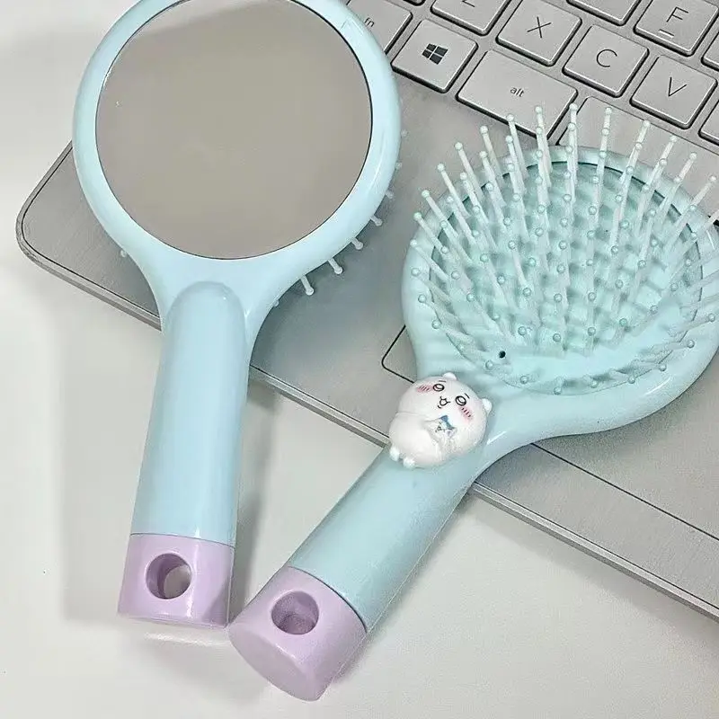 Симпатичная ручная зеркальная расческа Chiikawa два в одном для девушек портативная