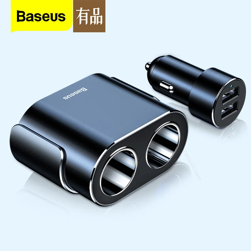 

Разветвитель автомобильный Youpin Baseus, 12-24 В, два USB-порта