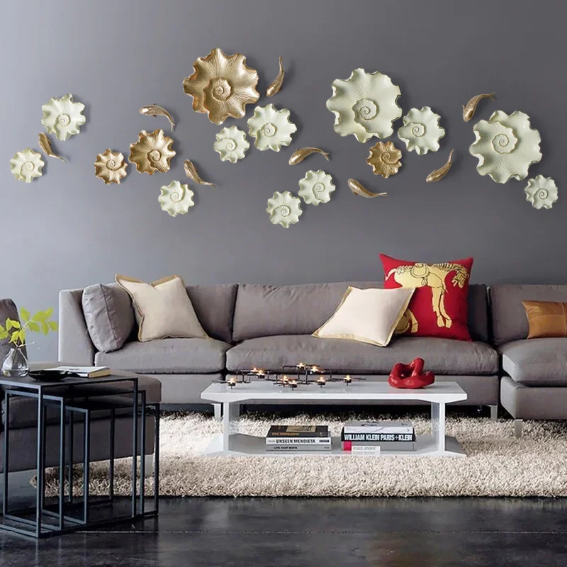 Европейский Креативный Лотос украшение для стены в виде листьев и рыбок