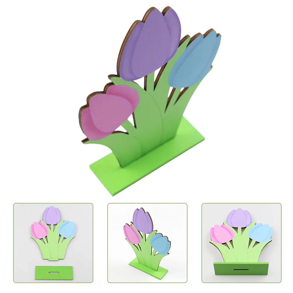 

Easter Adornments Pretty Unique Wood Tulip Decors Easter Wooden Craft Easter Ornament for Desktop Home Gift