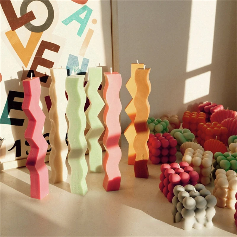 Креативная Волнистая Полоса Геометрическая силиконовая форма в виде свечи